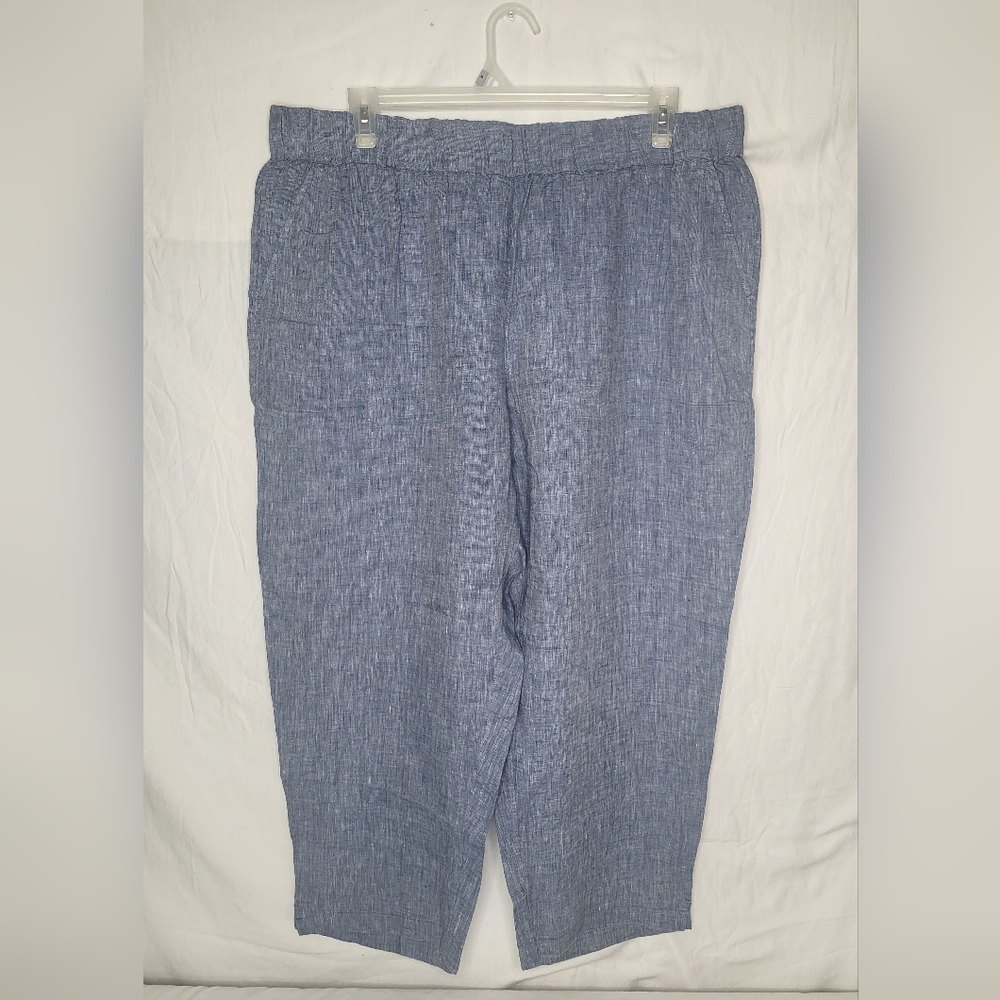 Relaxed Crop Pull-On Pants in Heathered Blue